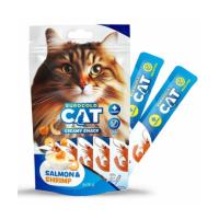 EUROGOLD CAT SOMON BALIĞI VE KARİDESLİ SIVI KEDİ ÖDÜLÜ 5*15 GR.