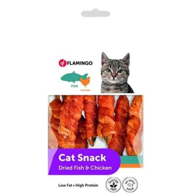 FLAMİNGO HAPKİ KURUTULMUŞ TAVUKLU VE BALIKLI ŞERİT KEDİ ÖDÜLÜ 60 GR.