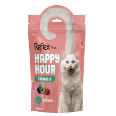 HAPPY HOUR TAVUKLU YABAN MERSİNLİ VE KIZILCIKLI KISIRLAŞTIRILMIŞ KEDİLER İÇİN ÖDÜL 60 GR. 