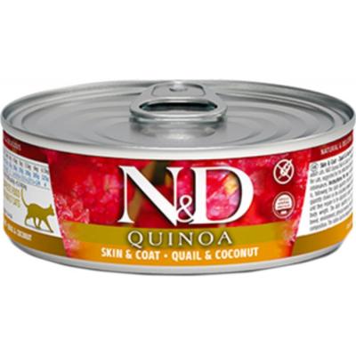 N&D QUINOA KEDİ KONSERVE  SKIN&COAT BILDIRCIN&H.CEVİZİ 80 GR