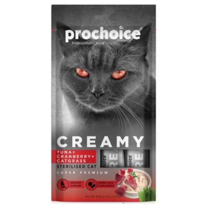 PROCHOİCE CREAMY SNACK TON BALIĞI VE KIZILCIKLI KEDİ ÖDÜLÜ 4*15 GR.