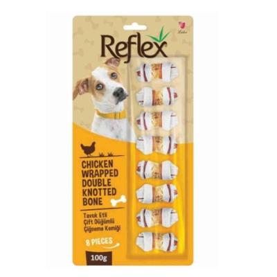 REFLEX KÖPEK ÖDÜL TAVUK ÇİFT DÜĞÜM KEMİK 8Lİ 100 GR. RFT-121