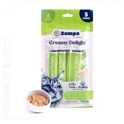 ZAMPA CREAMY DELİGHT TON BALIKLI VE DENİZ TARAKLI KEDİ KREMA ÖDÜL  16 Gr x 5